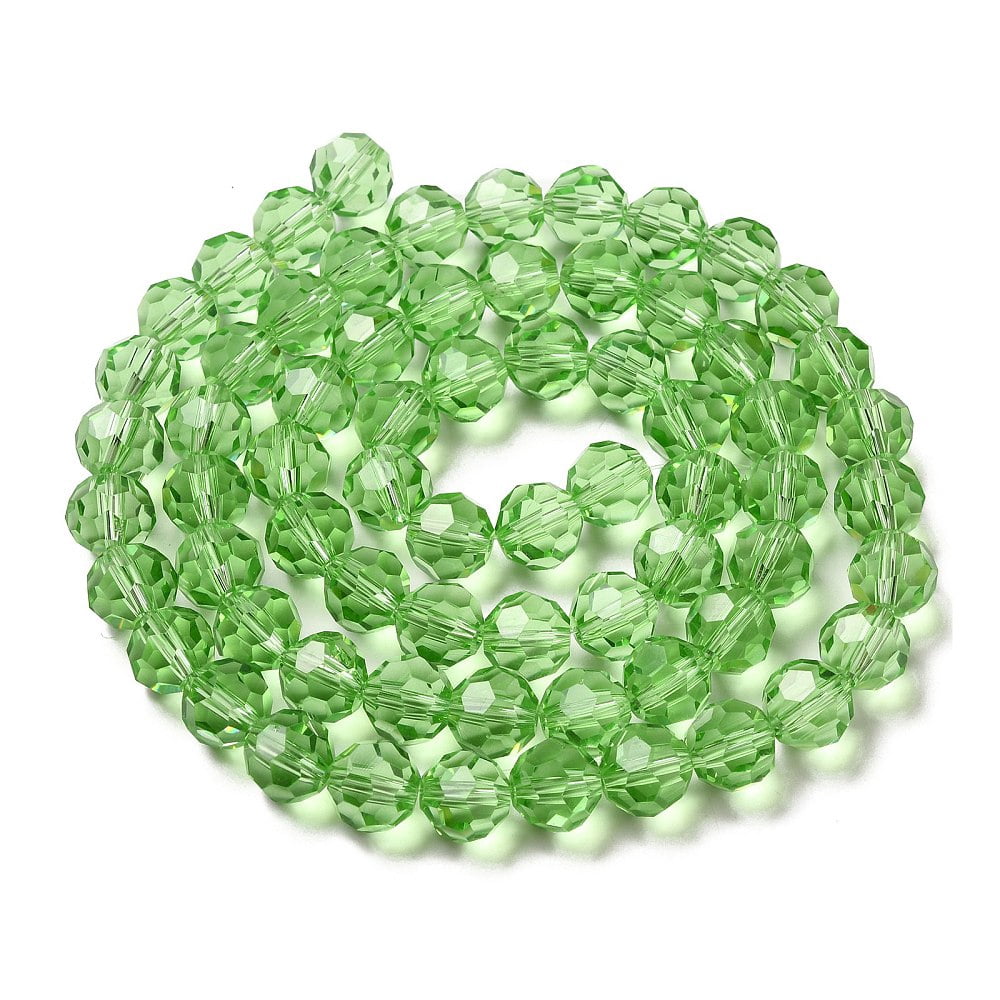 10strands Transparent Glass Beads Faceted(32 Facets) Round Lime 10mm Hole: 1.8mm about 66~68pcs/strand 24.02~24.13 inch(61~61.3cm)