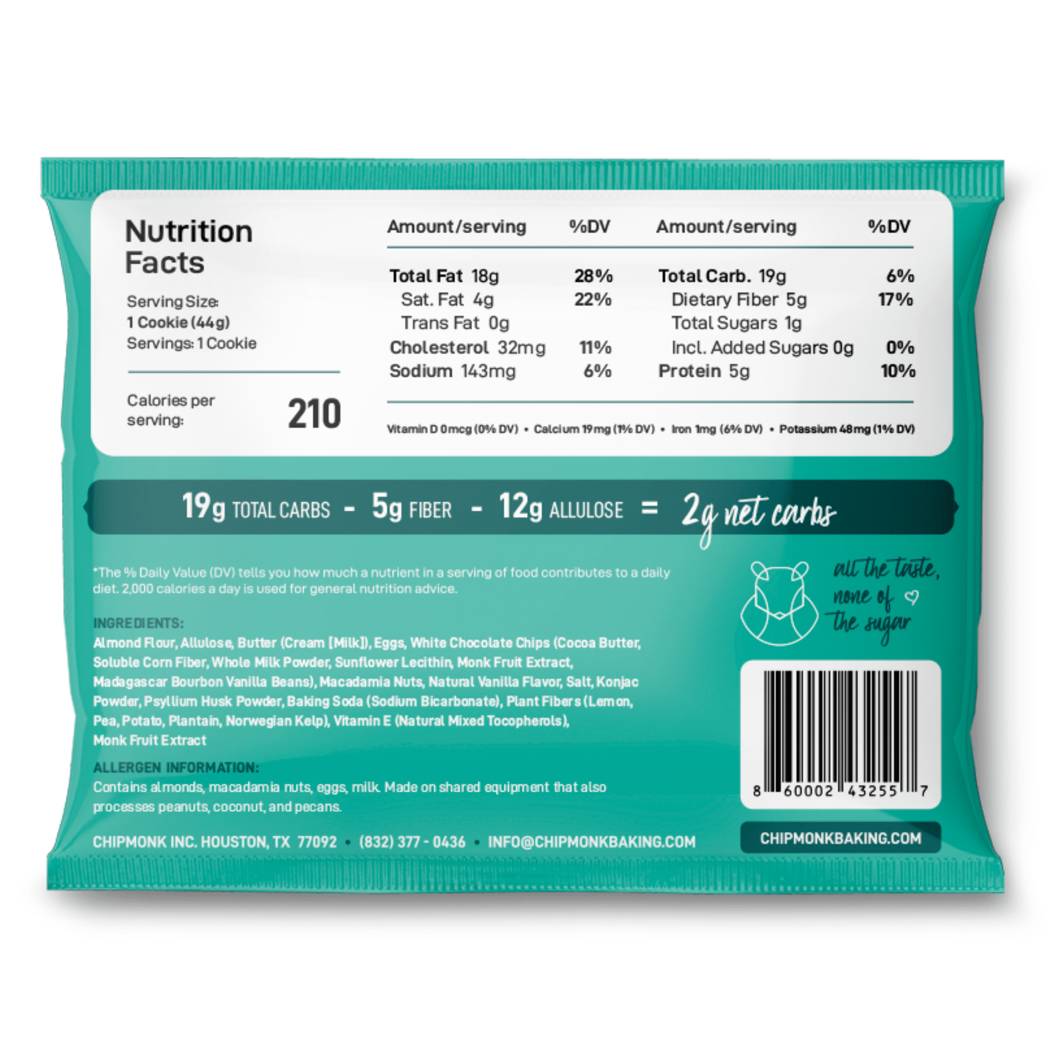 ChipMonk Keto Cookies, White Chocolate Macadamia - Low Carb Keto Friendly Snacks, Dessert, Gluten-Free, High Fat and Protein, Low Sugar