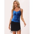 thumbnail image 4 of Disfraz de navidad Camiseta sin mangas de terciopelo para mujer con fruncido en la parte delantera para fiesta Azul Real XL, 4 of 5
