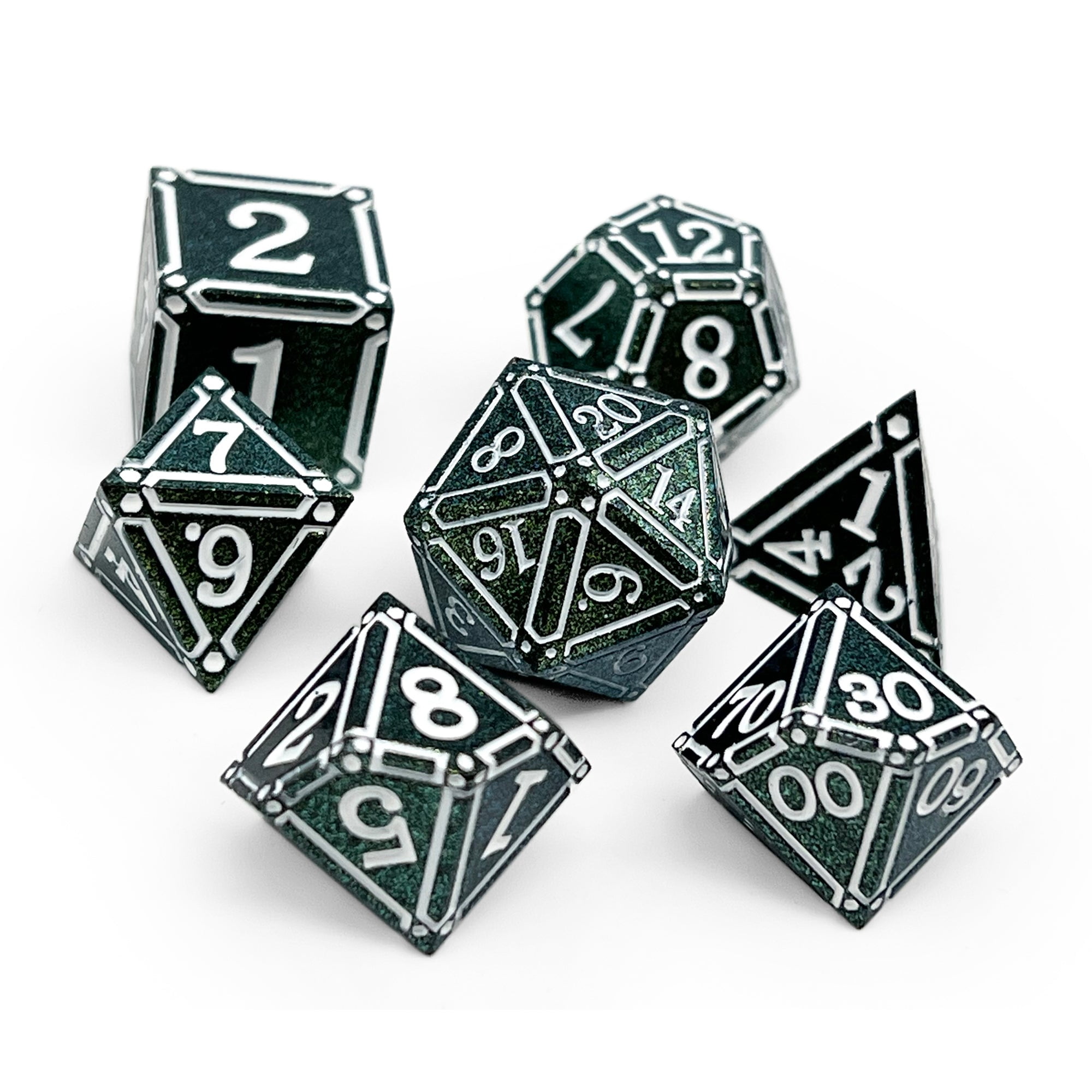 DnD Dice | Ironworks - Necromancer Spellbook 7 Piece RPG set Alloy Dice | Norse Foundry