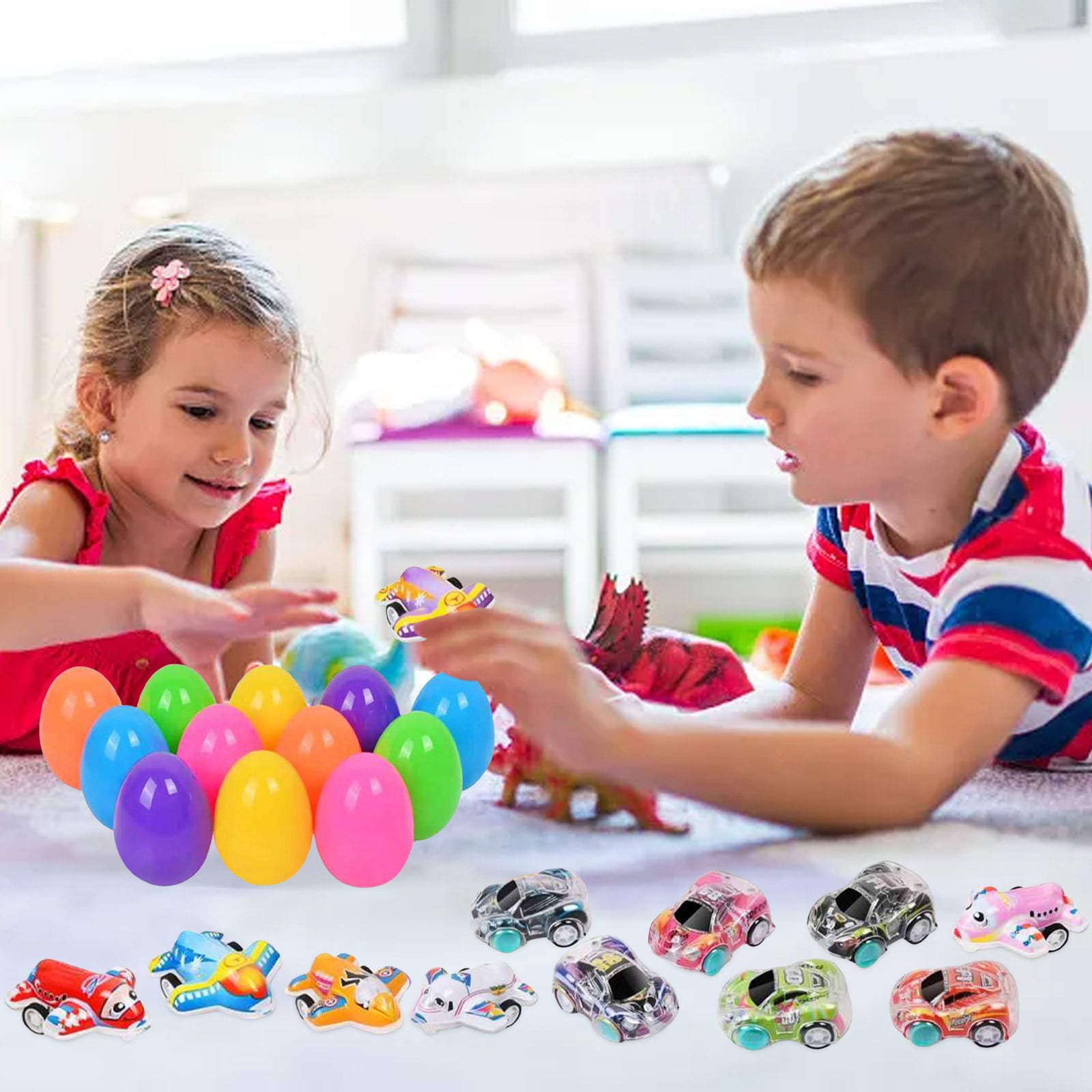 YWIYIUD 12 Pack Prefilled Easter Eggs with PullBack CarToys,Mini AnimalCars Easter Gifts Cute Easter Gifts BasketStuffers Easter Egg Fillers for EggHunting Holiday School Classroom PartyFavors
