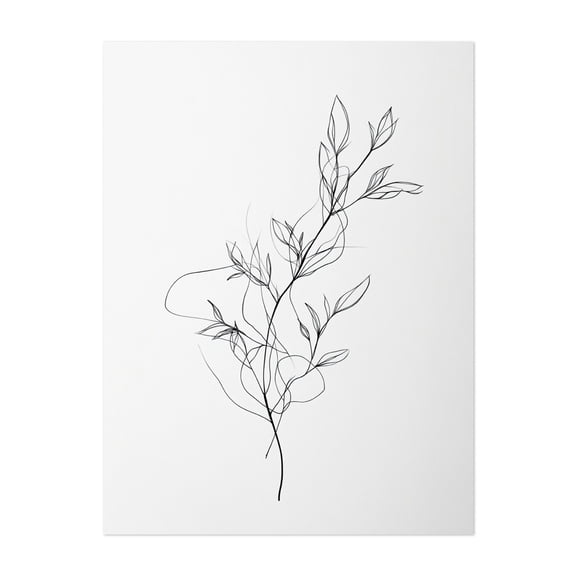 Sophisticated Minimal Floral Line Drawing - Line Drawing Line Art Botanical Minimalist Black and White Nature Floral Modern Art Unframed Wall Art Print 5 x 7 inches