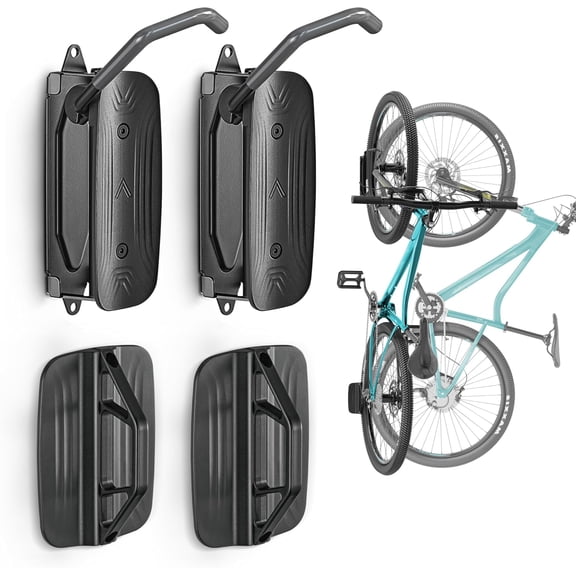Swivel Bike Wall Mount – 2 Pack Garage Bike Hanger & Space-Saving Vertical Bike Rack for Garage & Apartment, Sturdy Bike Storage Hook Holds 66 lbs, Easy Installation & Scratch-Proof Design