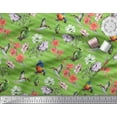 thumbnail image 2 of Soimoi Moss Georgette Fabric Stripe,Birds & Anemone Floral Printed Fabric 1 Yard 42 Inch Wide, 2 of 3