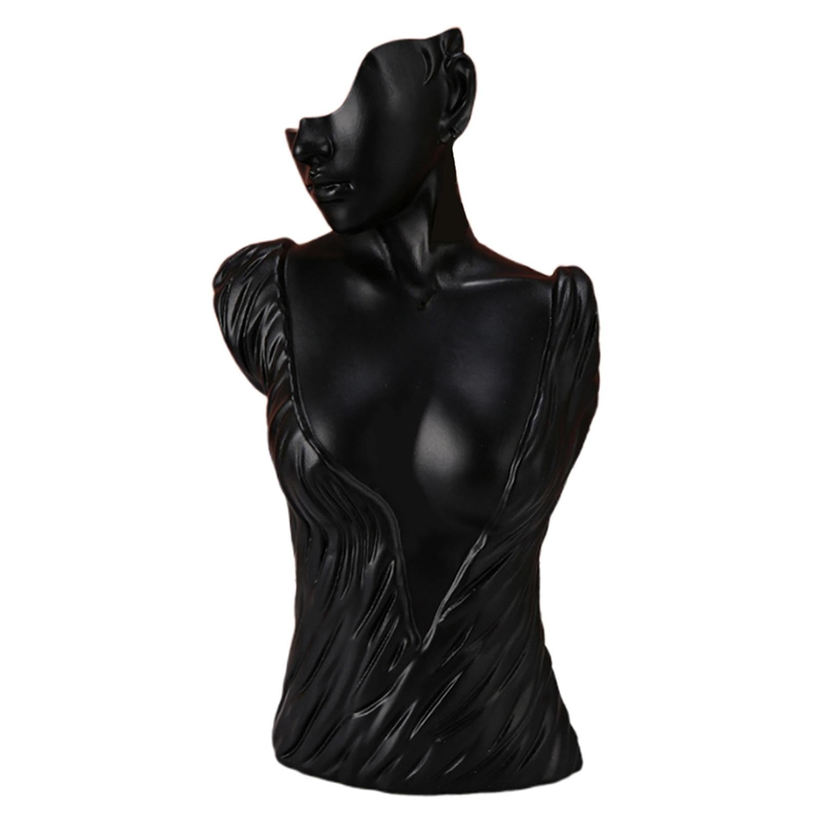 Mannequin Resin Jewelry Display Stand Necklace Bust Earring Pendant Rack S Black S Black 25X13X11cm