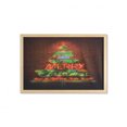 thumbnail image 1 of Christmas Wall Art with Frame, Neon Sign Have a Merry Xmas and Happy New Year Phrase Against the Wall Print, Printed Fabric Poster for Bathroom Living Room, 35" x 23", Burgundy Green, by Ambesonne, 1 of 2