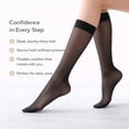 thumbnail image 5 of Diamond Star Women's Knee High Socks Trouser Socks, Stretchy Soft Thin Material (Black - 6 Pairs, Socks Size 9-11, Fit Women's Shoe Size 4-10.5), 5 of 6