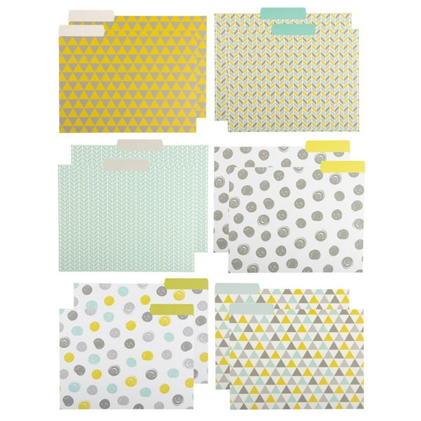 File Folders 12Pack Decorative File Folders, 6 Geometric Colorful