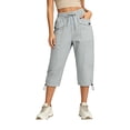 thumbnail image 4 of Thousandth Women's Cargo Capri Pants Casual Multi Pocket Cropped Scrub Lightweight Hiking Pants Joggers with Drawstring Hem Quick Dry Outdoor Trousers for Travel, 4 of 5
