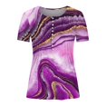thumbnail image 5 of ICHUANYI Clearance Women's Summer V-Neck Print Casual Loose Top Short Sleeve Button Blouses Tops(Purple, XXL) ICHUANYI WER2023081505929, 5 of 5