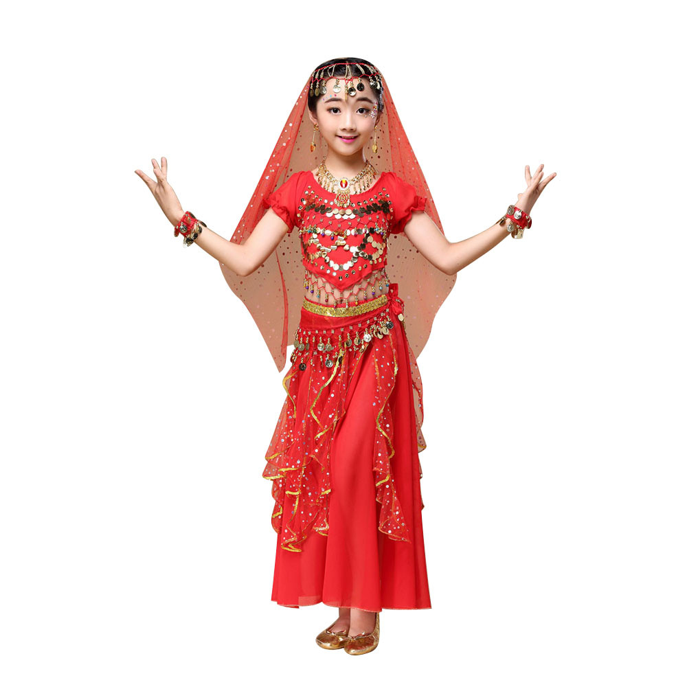 Hunpta Kids' Girls Belly Dance Outfit Costume India Dance Clothes Top+Skirt - image 5 of 9