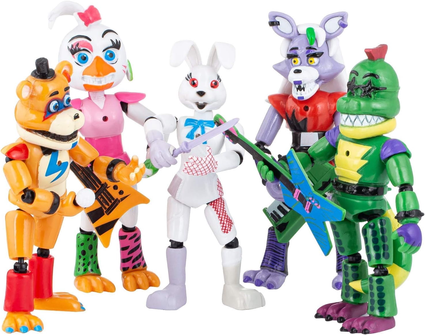 Five Nights at Freddy’s Action Figure Set – Robot Animal Figures – Set of 5 Collectible Action Toys with Instruments