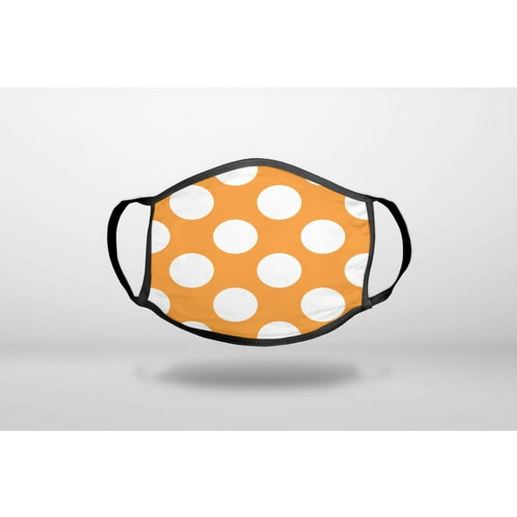 White & Orange Polka Dots - 3-Ply Reusable Soft Cloth Face Covering, Unisex, Cotton Inner Layer