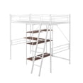 thumbnail image 5 of Twin Metal Bed Frame with Ladder and Safety Guard Rails, Loft Bed with Built-in-Desk and Three-Tier Shelves, Full-Length guardrails, Space-Saving Design, Storage Shelf, 5 of 7