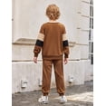 thumbnail image 4 of Arshiner Boy Clothes 2 Piece Color Block Sweatshirt and Pants Set Fall Winter Outfit, 4 of 6