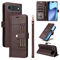 Case For iPhone Air 6.5" RFID Blocking Protective Purse Case With 6-card Slots Kickstand Shockproof Protective Buckle Leather Cover,Brown,For iPhone Air