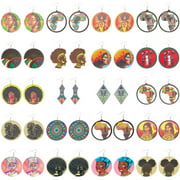 20 Pairs Wooden Dangle Earrings for Women, African Dangling Jewelry Accessories, 20 Designs, 2.3 in