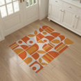 thumbnail image 3 of ODIKA 3'x5' Orange Cream Beige Geometric Mid-Century Washable Area Rug Retro Shapes with Bold 70s Aesthetic Non-Slip, Flatweave, Easy Care for Hallway, Laundry Room, 3 of 7