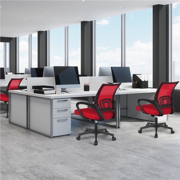 Renwick Adjustable Ergonomic Mesh Chair 360-Degree Rolling Office Computer Chair, Red