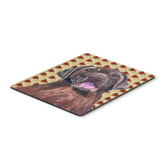 "Labrador Chocolate Fall Leaves Portrait Mouse Pad Hot Pad or Trivet"