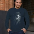 thumbnail image 4 of Sugar Skull Lace Long Sleeve T-shirt Black White Day of the Dead Gothic Beauty Monochrome Dia de Los Muertos Elegant, 4 of 7