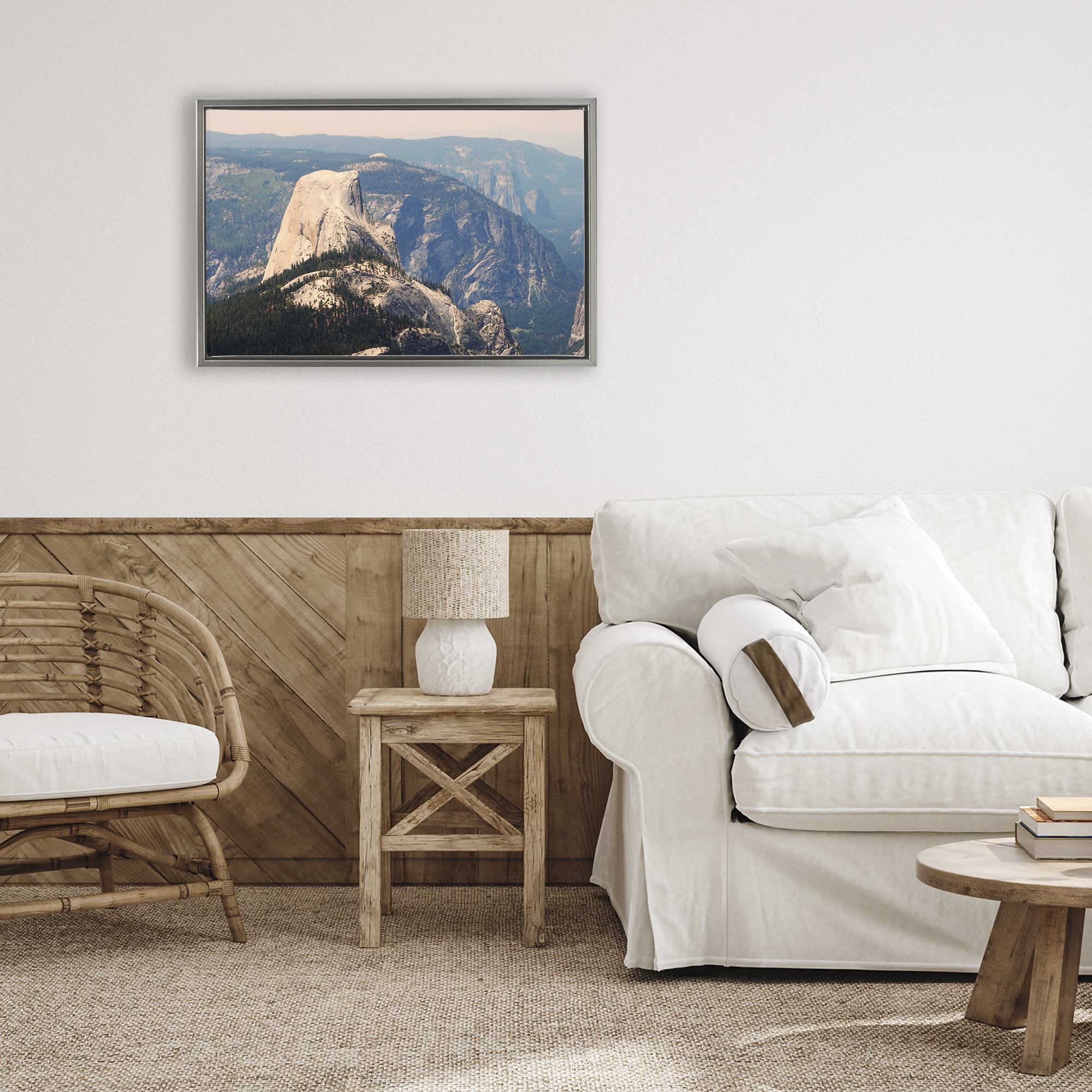 Stupell Industries Granite Monolith Above Forest Gray Framed Floater Canvas Wall Art, design by Gemma Bardot