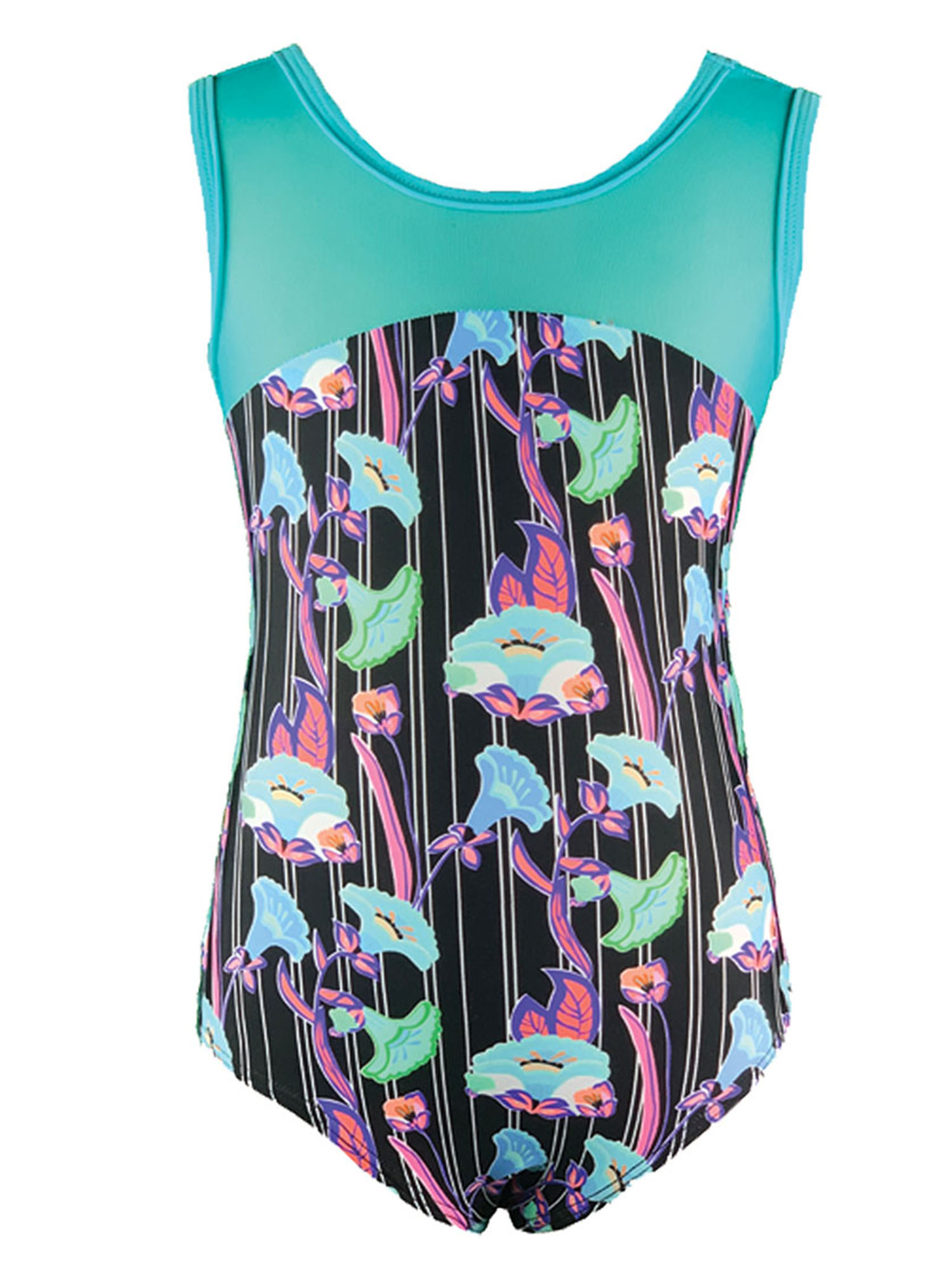 Reflectionz Mint Floral Leotard Little Girls
