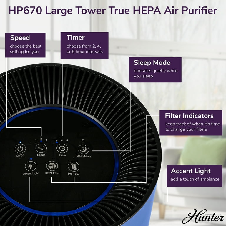 Hunter Fan Company HP670 True HEPA Air Purifier for Allergies