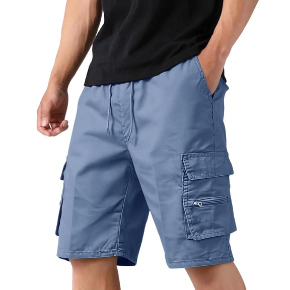 Men's Cargo Shorts Drawstring Fashion Casual Work Shorts Relaxed Fit Summer Shorts with Pockets