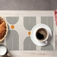 thumbnail image 4 of Boho Mid Century Placemats 12x18 Inch Set of 4, Abstract Simple Sun Arch Pattern Table Place Mat Boho Modern Yellow Spot Washable Table Mats Decorative Linen Fabric Table Mat for Dining Table, 4 of 6