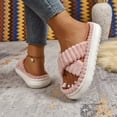 thumbnail image 4 of Fluffy Slippers for Women Warm Plush Indoor Spa Slides Women's Comfortable Strap Open Toe Platform Slippers For Home Indoor Outdoor Casual Wear Soft Shoes, 4 of 8