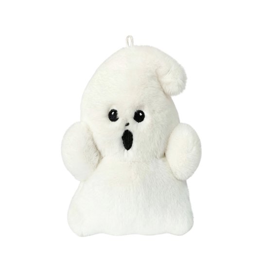 5.91 Inch Soft Plush Ghost Keychain, Cute Stuffed Ghost Bag Charm With Metal Key Ring, Fluffy Halloween Accessory Ornament for Backpack Handbag Key Daily Decor