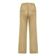 thumbnail image 4 of EKOUSN Womens Fashion Cargo Pants Women Casual Cotton Hemp Drawstring Solid Color Beach Trousers Plus Size Womens Pants Khaki 3X, 4 of 4