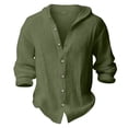 thumbnail image 4 of LIJCC Boys Linen Shirt Hoodie Button Up Henley Long Sleeve Dress Shirts Cotton Lightweight Solid Color Casual Button Down Shirt(Blackish Green,12-13 Years), 4 of 4