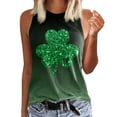 thumbnail image 1 of Débardeurs pour Femmes Tendance Été Coupe Ample Mode Col Rond Sans Manches Imprimé Décontracté Basique Plage Graphique Camisole Chemise Vert Armée TG, 1 of 4
