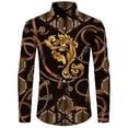 thumbnail image 2 of Camisa de manga larga con estampado 3D de cadena de flores doradas de lujo para hombre, ropa informal de diseñador para hombre, camisas con botones de solapa, 2 of 5