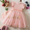 thumbnail image 4 of GYRATEDREAM Toddler Baby Girls Tulle Tutu Dress Summer Ruffle Sleeve Floral Embroidered Fluffy Dresses Kids Cute A Line Party Beach Sundress Pink for 1-5Y, 4 of 5