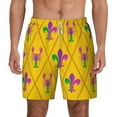 thumbnail image 3 of Uemuo Mardi Gras Crayfish and Fleur de lis Pattern Mens Swim Trunks Quick Dry Board Shorts with Mesh Lining, Stretch Beach Shorts Quick Dry No-Chafing Board Shorts-3X-Large, 3 of 9