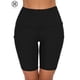 thumbnail image 3 of Pantalones cortos de yoga Luxtrada para mujer, de secado rápido, con bolsillo (negro, XL), 3 of 8