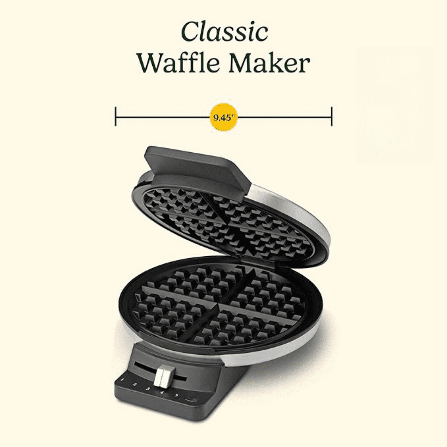 Round Classic Waffle Maker, Brushed Stainless,Silver