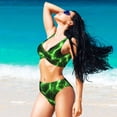 thumbnail image 6 of Kdxio Green Lightning Print Women's 2 Piece High Waisted Wrap Spaghetti Strap Summer Swimsuit Bikini Set-, 6 of 7