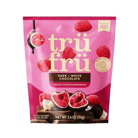 Tru Fru Freeze Dried Raspberries in Dark & White Chocolate, 3.4 oz