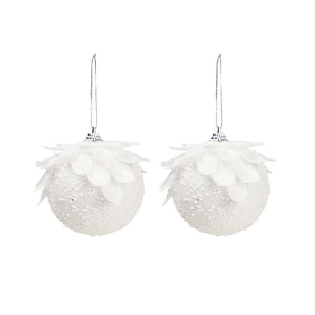 

Decorative Pendant Flocking Petal Glitter White Foam Ball Case