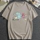 thumbnail image 1 of Camiseta gráfica de manga corta con cuello redondo y estiramiento medio con dibujo de elefante y cerdito informal para hombre, ropa masculina para el verano, 1 of 4