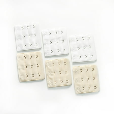 

6-pack of Three-hook Bra Extenders - 3 beige + 3 white
