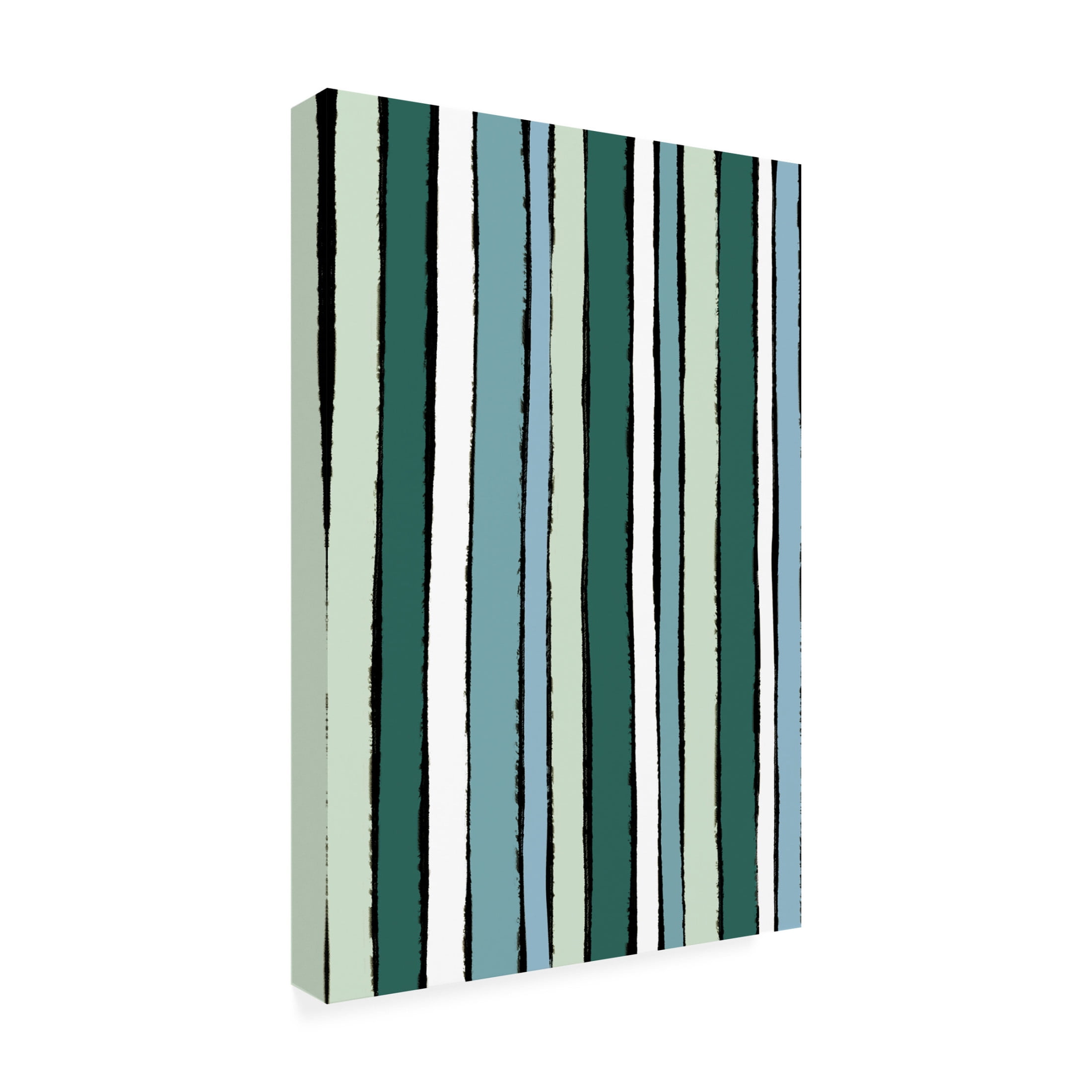 Canvas Wall Art - Treechild 'Smaragd Green Stripes' Wall Art for Living Room, Bedroom, or Office D?cor by Trademark Fine Art - 22 x 32 Inches