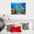 thumbnail image 4 of JRXY Family Wall Decor For Bedroom Family Canvas Wall Art For Bathroom Sea Turtles Wall Pictures Artwork Office Canvas Art Blue Ocean Wall Painting Modern Living Room Kitchen Home  20x16in, 4 of 4