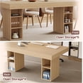 thumbnail image 6 of 63-Inch Wooden Kitchen Table with Dual Side Storage, Dining Table for 6 w/Large Tabletop & Sturdy Frame, Rectangular Dining Table with Double Pedestal, for Dining Room, Dinner, Oak, 6 of 8