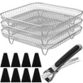 thumbnail image 2 of Abizarch Rejilla cuadrada para freidora de aire de 3 capas, accesorios para freidora de aire de 7,8 pulgadas, rejilla deshidratadora de parrilla de acero inoxidable, cesta apilable para freidora de ai, 2 of 5