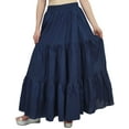 thumbnail image 6 of Bimba Women's Casual Wear Solid Crinkle Tiered Cotton Wrap Skirt- Navy Blue, 6 of 6